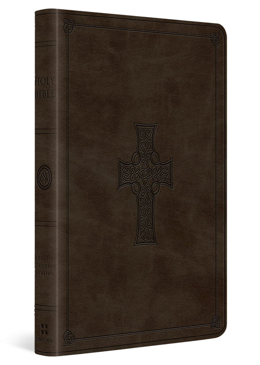 Olive Large Print Value Thinline Bible-ESV-Cross Design