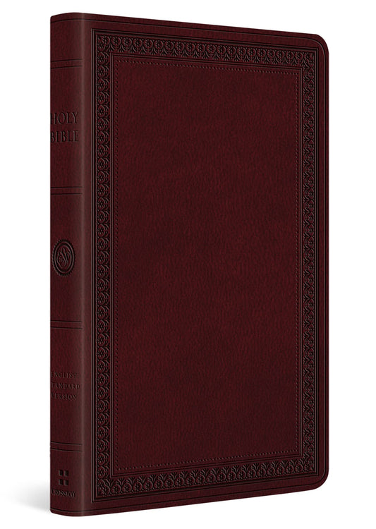 Mahogany Large Print Value Thinline Bible-ESV-Border Design